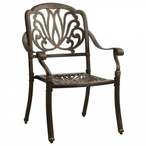 Scaune de grădină, 2 buc., bronz, aluminiu turnat - V315567V