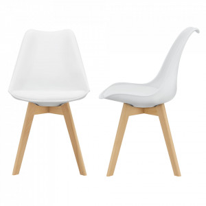 Scaune design, set 2 buc, 81 x 49 x 57 cm, alb - P67291227