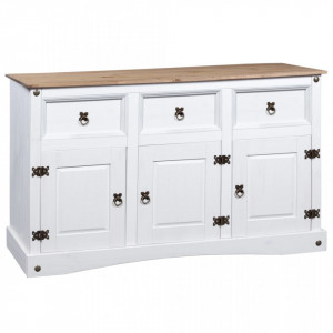 Servanta alb 132x43x78 cm lemn masiv pin mexican gama Corona - V282634V
