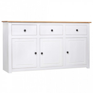 Servanta, alb, 135 x 40 x 80 cm, lemn masiv de pin, gama Panama - V282705V
