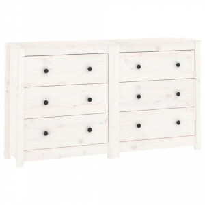 Servantă, alb, 140x35x80 cm, lemn masiv de pin - V3114080V