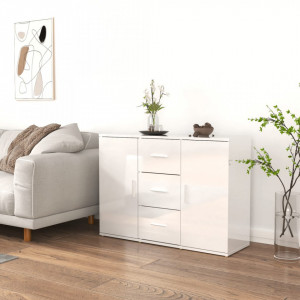 Servantă, alb extralucios, 91x29,5x65 cm, lemn prelucrat - V823344V - Img 2