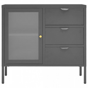 Servantă, antracit, 75x35x70 cm, oțel și sticlă securizată - V336075V - Img 3