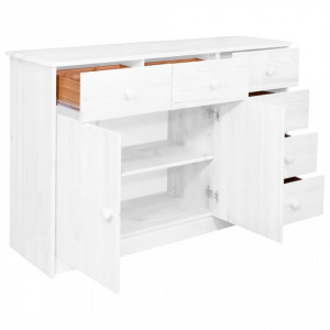 Servantă cu 6 sertare, alb, 113x35x73 cm, lemn masiv de pin - V337038V - Img 3