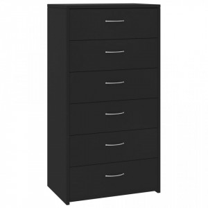Servanta cu 6 sertare, negru, 50 x 34 x 96 cm, PAL - V800667V - Img 2