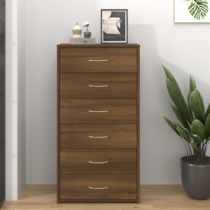 Servantă cu 6 sertare, stejar maro, 50x34x96 cm, lemn - V815365V - Img 2