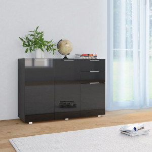 Servanta, negru foarte lucios, 107 x 35 x 76 cm - V283719V
