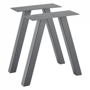 Set 2 bucati picioare masa, 40 x 12 x 40 cm, metal/gri - P65541999 - Img 1