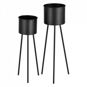 Set 2 bucati suport flori Dalhem, metal, negru, masuri diferite - P73583784 - Img 2