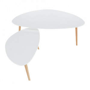 Set 2 măsuţe de cafea, alb și fag, 116x45x66 cm - TP255656 - Img 4