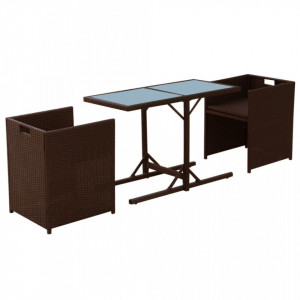 Set bistro cu perne, 3 piese, maro, poliratan - V42540V - Img 4