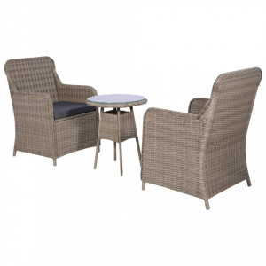 Set bistro cu perne, 3 piese, maro, poliratan - V44149V - Img 2