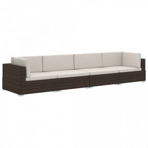 Set canapele de gradina cu perne, 4 piese, maro, poliratan - V47269V - Img 2