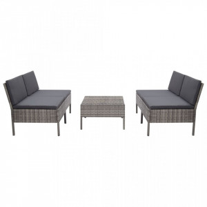Set canapele de gradina cu perne, 5 piese, gri, poliratan - V48946V