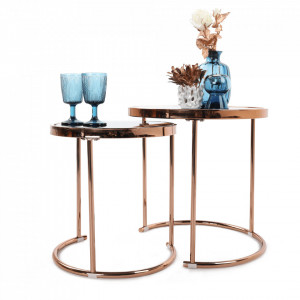 Set de 2 măsuţe de cafea, auriu și negru, 50x50 cm, 42x42 cm - TP276670 - Img 4