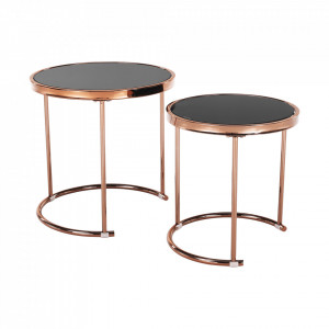 Set de 2 măsuţe de cafea, auriu și negru, 50x50 cm, 42x42 cm - TP276670 - Img 11