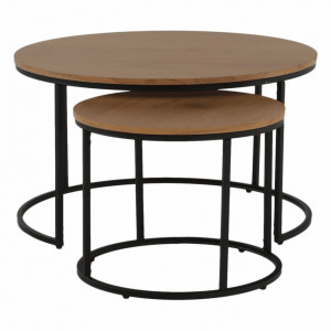 Set de 2 măsuţe de cafea, stejar și negru, 80x45 cm, 50x40 cm - TP261524 - Img 5