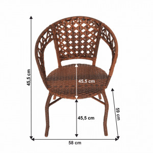 Set de grădină din ratan cu 3 piese, 1 măsuţă şi 2 scaune, maro - TP265640 - Img 13