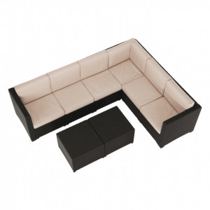 Set de grădină din ratan cu 3 piese, 2 măsuţe şi 1 colţar, maro - TP254773 - Img 15