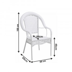 Set de grădină din ratan cu 5 piese, 1 măsuţă şi 4 scaune, alb - TP254781 - Img 2