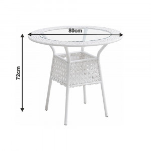Set de grădină din ratan cu 5 piese, 1 măsuţă şi 4 scaune, alb - TP254781 - Img 5