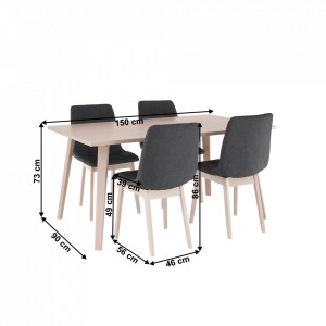Set de masă, culoarea fag deschis / ţesătura gri, pentru 4 persoane - TP291511 - Img 12