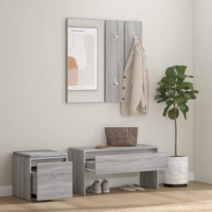 Set de mobilier pentru hol, gri sonoma, lemn prelucrat - V3120195V - Img 3