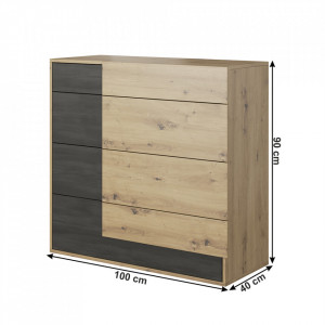 Set dormitor, culorile stejar și pin norvegian negru - TP263547 - Img 2