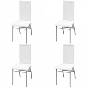 Set masa cu scaune, 5 piese, Alb - V242913V - Img 4