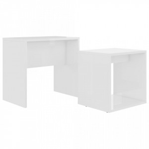 Set masute de cafea, alb extralucios, 48x30x45 cm, PAL - V802891V - Img 2