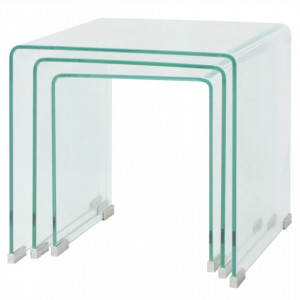 Set mese suprapuse, sticla calita transparenta, trei piese - V244190V - Img 3