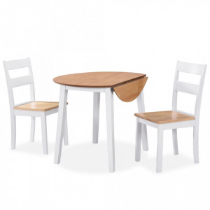 Set mobilier bucatarie, 3 piese, MDF si lemn de hevea, alb - V274942V - Img 1