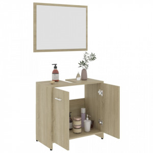 Set mobilier de baie, 3 piese, stejar Sonoma, PAL - V3056919V - Img 4