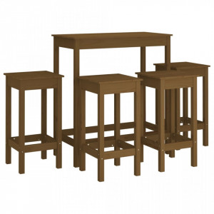 Set mobilier de bar, 5 piese, maro miere, lemn masiv de pin - V3124700V