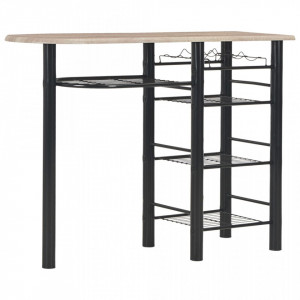 Set mobilier de bar, cu rafturi, 3 piese, lemn si otel - V284402V - Img 2