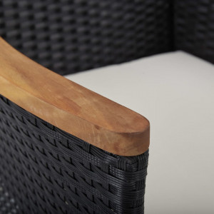 Set mobilier de exterior 5 piese, negru, poliratan, lemn acacia - V46169V - Img 2
