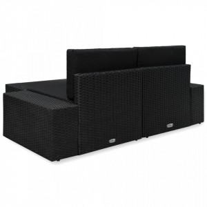 Set mobilier de gradina, 3 piese, negru, poliratan - V49507V - Img 4