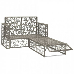 Set mobilier de gradina cu perne, 2 piese, gri, poliratan - V46812V - Img 3