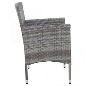 Set mobilier de gradina cu perne, 4 piese, gri, poliratan - V45812V - Img 4