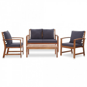 Set mobilier de gradina cu perne, 4 piese, lemn masiv de acacia - V47284V - Img 2