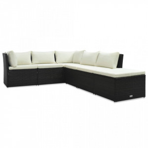 Set mobilier de grădină cu perne, 4 piese, maro, poliratan - V47810V - Img 3