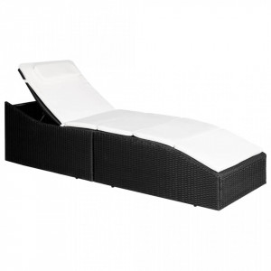 Sezlong cu perna, negru, poliratan - V44134V