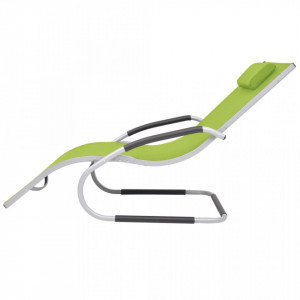 Șezlong cu pernă, verde, aluminiu și textilenă - V47780V - Img 3