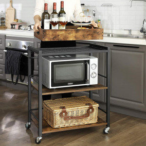 SOMSI2 - Masuta servire cu roti stil Industrial, 72 x 40 x 86 cm - Img 3