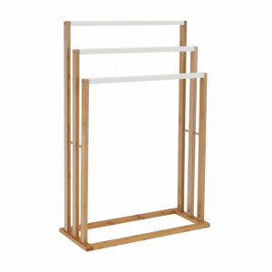 Stand pt. prosoape, bambus și alb, 54x24x82 cm - TP234014 - Img 1