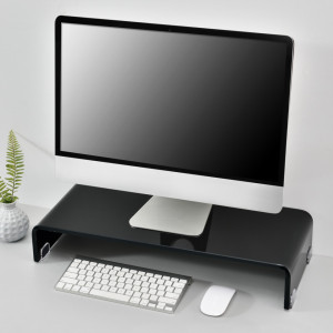 Suport pentru monitor Pretoria S60, 60 x 25 x 11 cm, sticla, negru lacuit - P70550048 - Img 2