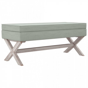 Taburet de depozitare, gri deschis, 110x45x49 cm, catifea - V344525V