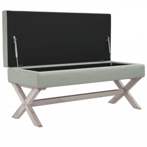 Taburet de depozitare, gri deschis, 110x45x49 cm, catifea - V344525V - Img 4
