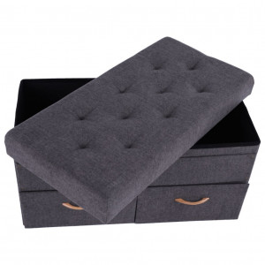 Taburet, scăunel, băncuţă cu spaţiu pentru depozitare, gri, 84x43x42 cm - TP221287 - Img 6