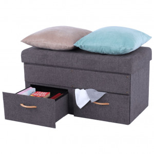 Taburet, scăunel, băncuţă cu spaţiu pentru depozitare, gri, 84x43x42 cm - TP221287 - Img 15